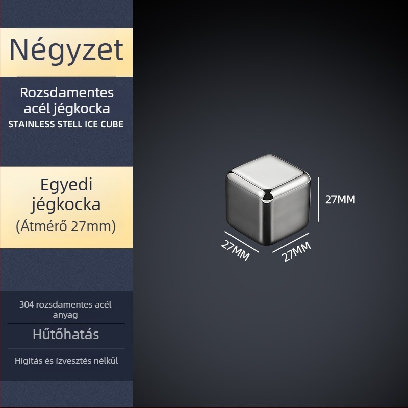 304 rozsdamentes acél négyszögletes jégkockák bárhoz és italokhoz, kreatív fém dizájn