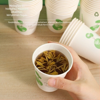 Little Earth vastagított egyszer használatos papír pohár forró és hideg italokhoz, tejes-tea pohár, 201–300 ml