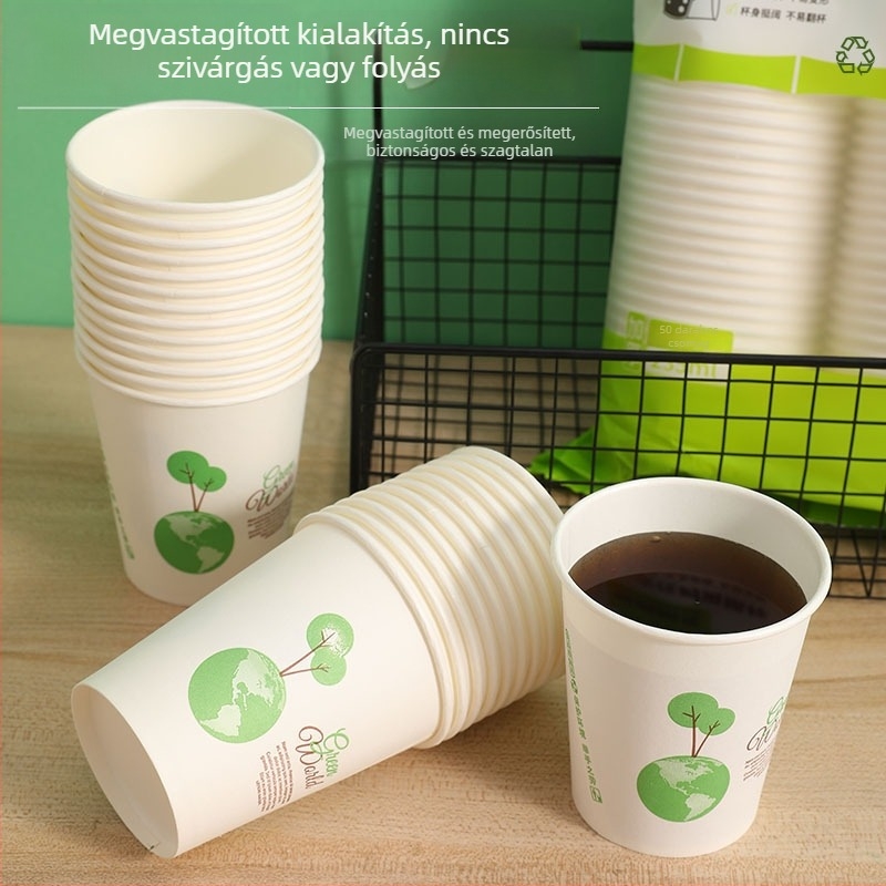 Little Earth vastagított egyszer használatos papír pohár forró és hideg italokhoz, tejes-tea pohár, 201–300 ml
