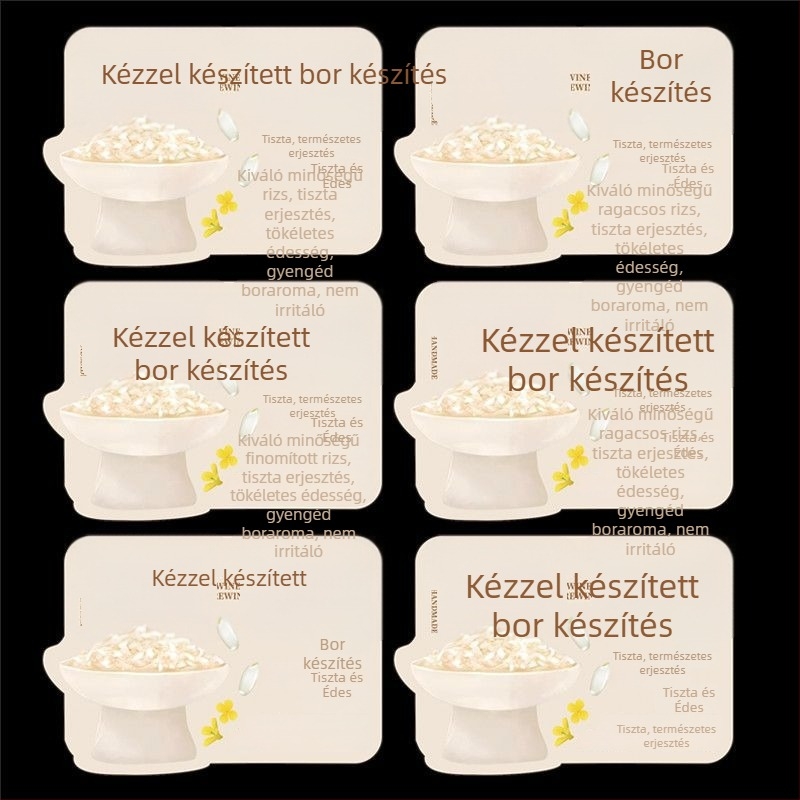 Kézzel készített osmanthuszos fermentált rizsbor címkék, 85×60 mm, 50 db
