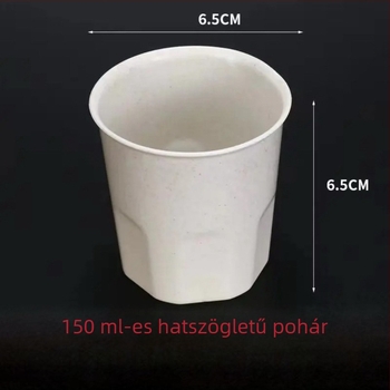 Rizshéjból készült egyszer használatos poharak, biológiailag lebomló, vastagított falú, hőálló, kávéhoz és szójatejhez, 101–200 ml