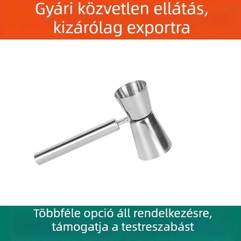 Rozsdamentes acél mérőedény fogantyúval, kétoldalas unciás pohár bárhoz