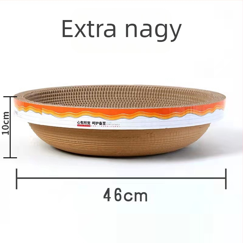 Nagy méretű hullámos kartonból készült macska karmoló deszka beépített tál formájú macskaházzal