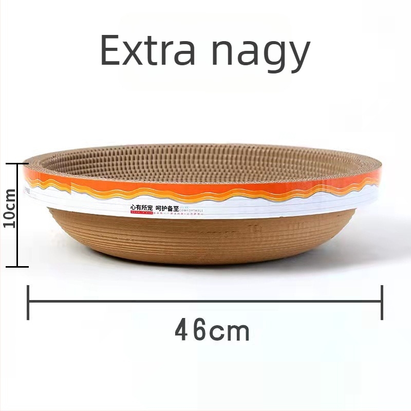 Nagy méretű hullámos kartonból készült macska karmoló deszka beépített tál formájú macskaházzal