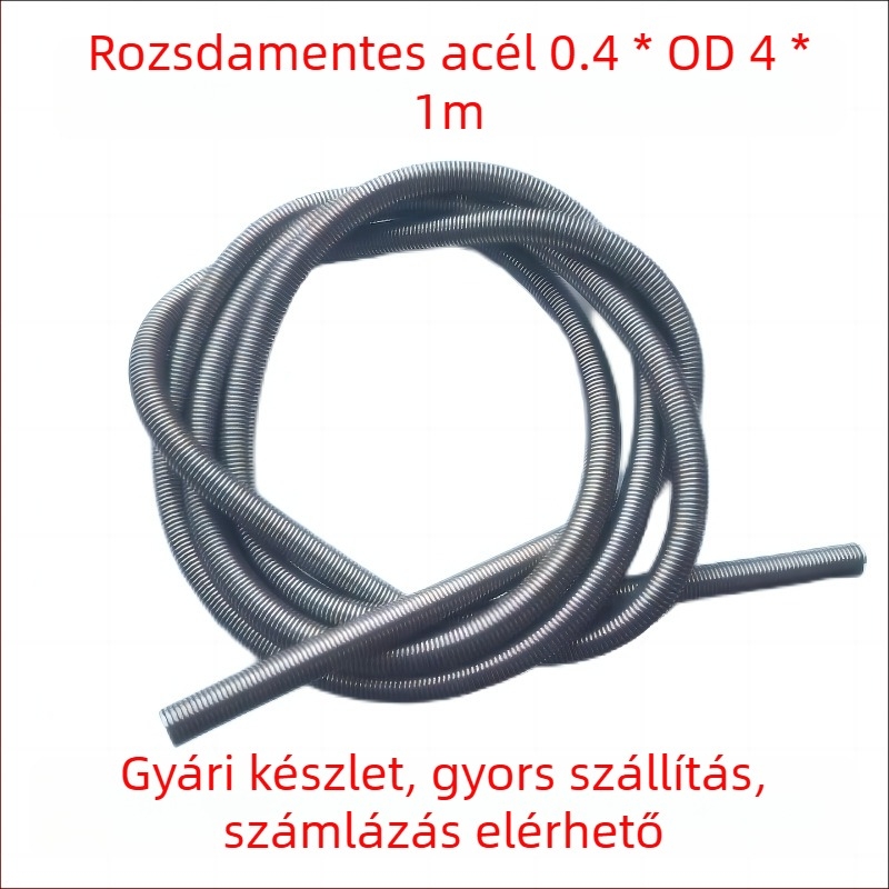 304 rozsdamentes acél feszítőrugó, 0,4, kis készülékek, játékok és autóipari alkalmazásokhoz