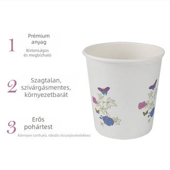 Egyszer használatos, vastagított papír pohár forró italokhoz, fehér, 201–300 ml, ideális kávéhoz és teához