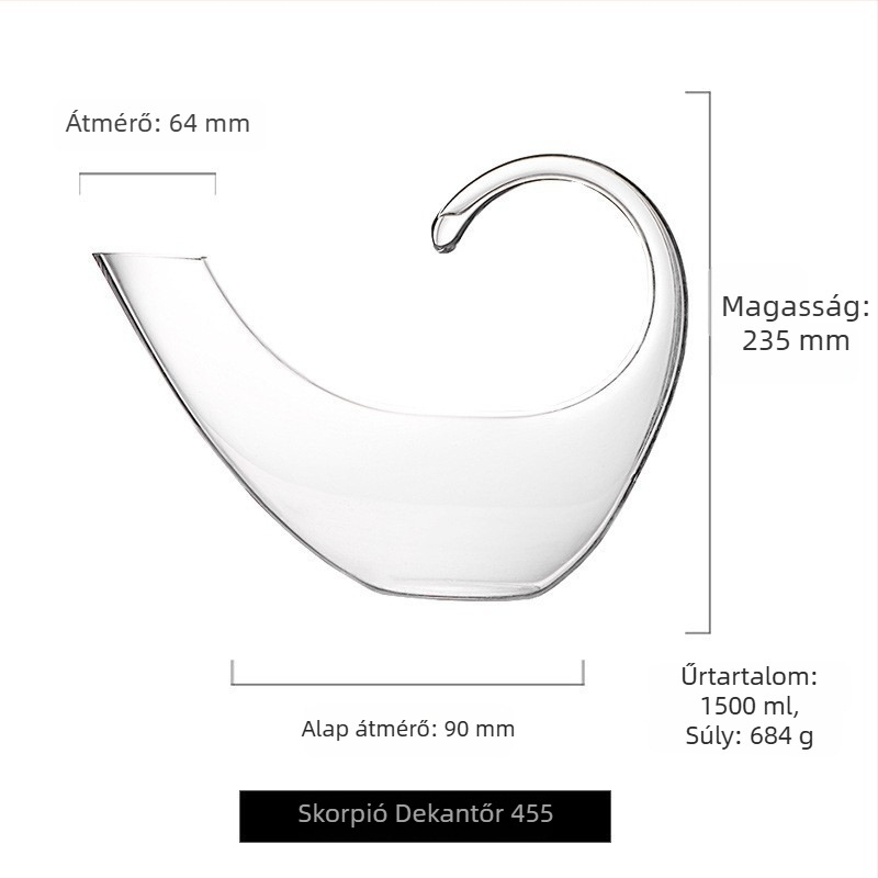 Vörösboros dekantáló kristályüvegből, Skorpió mintával, modern stílus, 1000 ml kapacitás