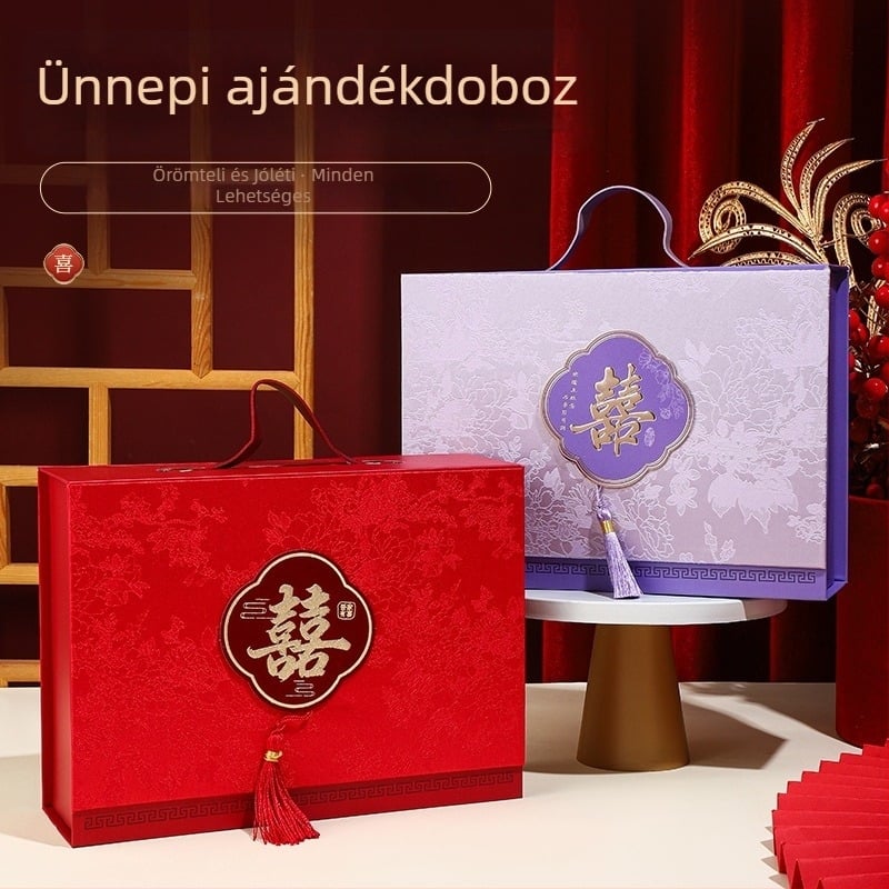 Esküvői bonbon-doboz, luxus esküvői emlékdoboz, papír alapú édesség-doboz, kreatív eljegyzési csomagolás