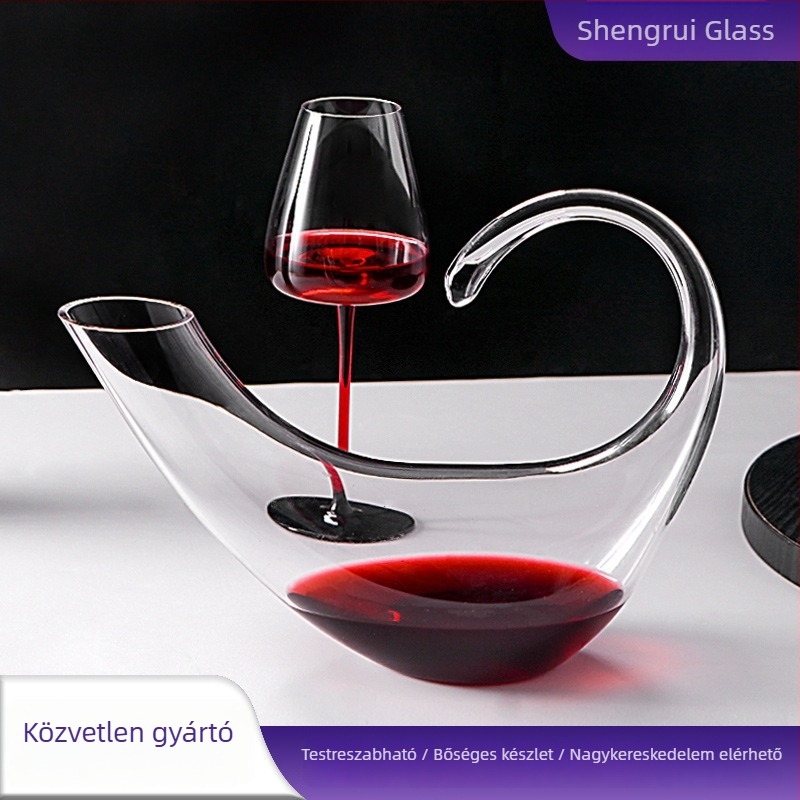 Kristályüveg vörösbor-dekantáló, 1000 ml feletti kapacitással, modern minimalist dizájn, Skorpió motívum