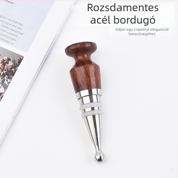 Rózsafából és rozsdamentes acélból készült bordugó a bor megőrzésére és lezárására