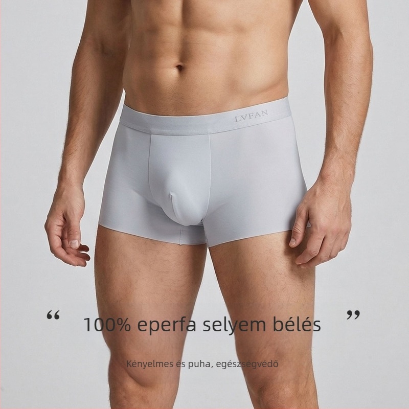 Tangge Férfi mulberry-selyem varrat nélküli boxeralsó, lélegző nyárra