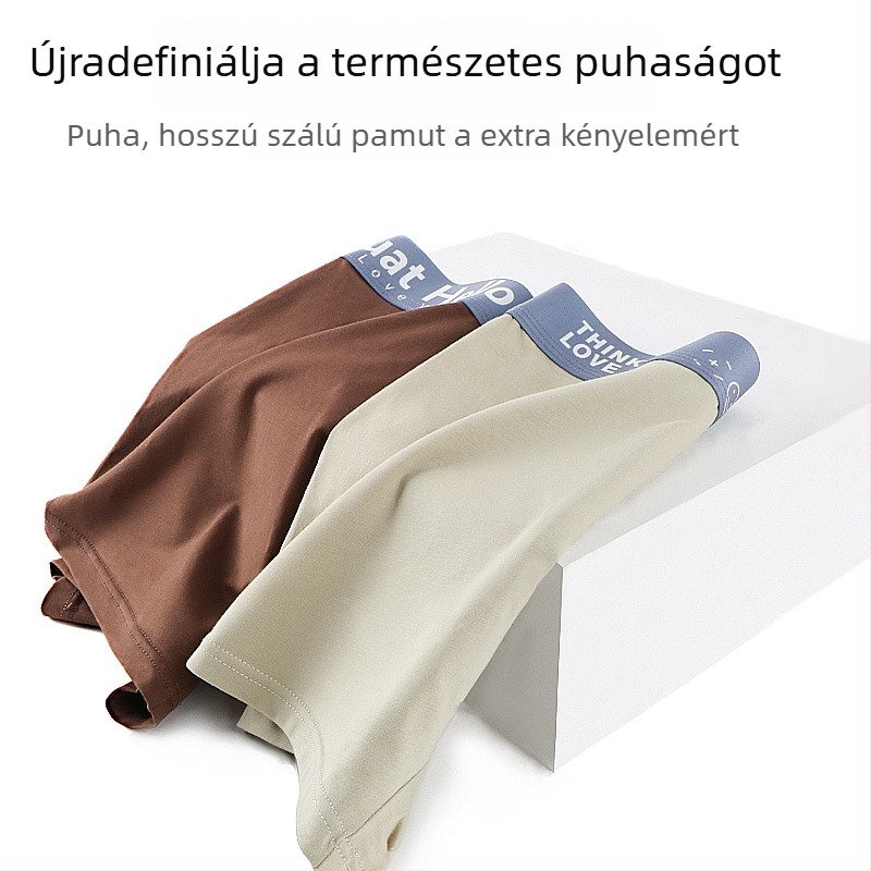 Férfi antibakteriális pamut boxer alsó, középmagas derék, egyszínű, légáteresztő, laza szabású