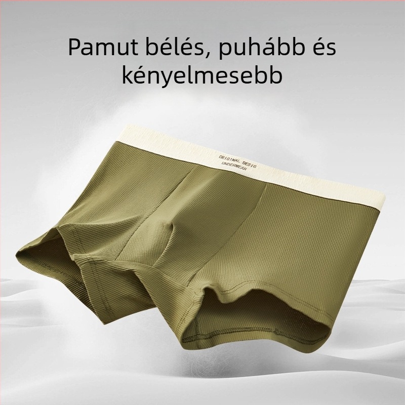 Férfi pamut boxeralsó, 5A antibakteriális, szabad esésű, lélegző, kényelmes, plusz méret