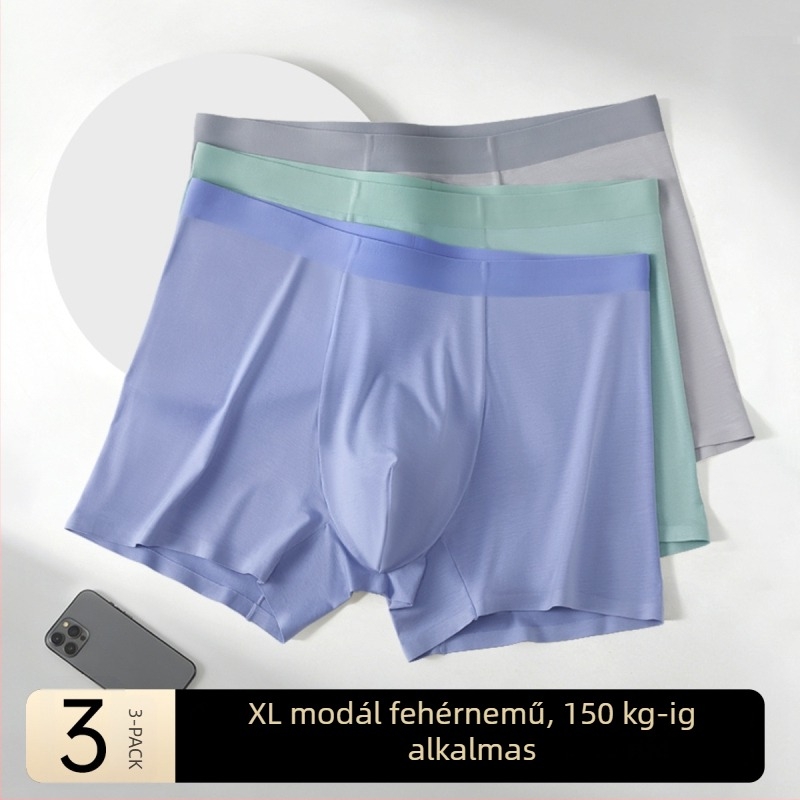 Férfi modal nagy méretű, varrat nélküli boxeralsó, belső selymes bélés, 0-érzet kényelme, középmagas derekú, egyszínű