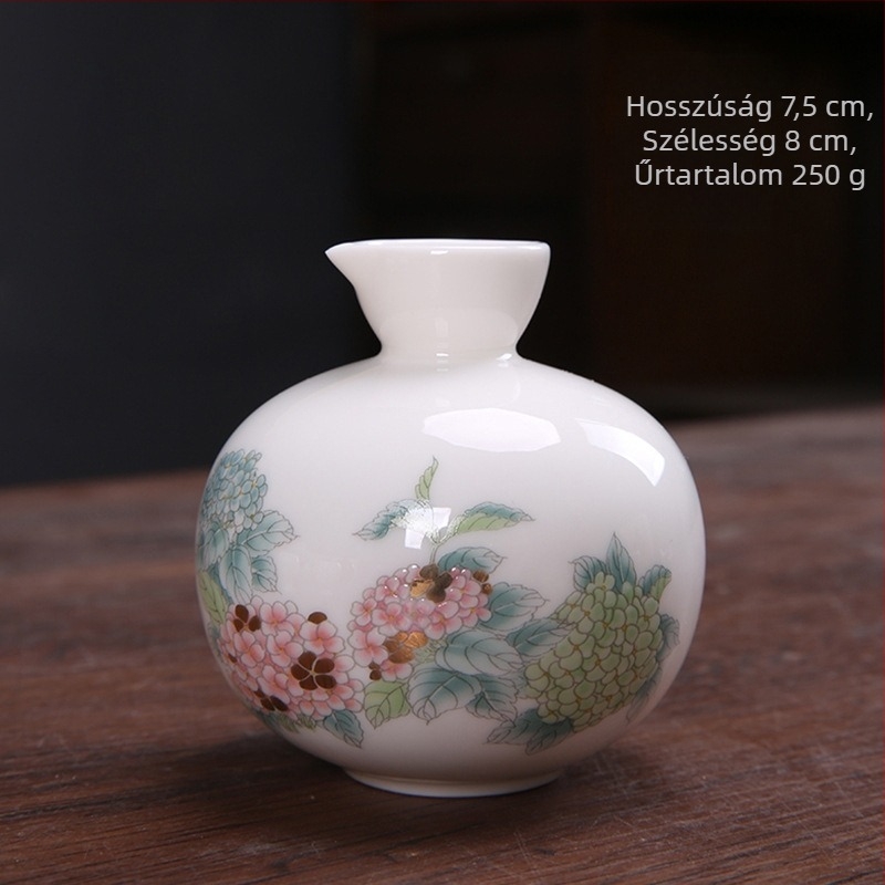 Porcelán hortenzia motívumos fehérboros pohár készlet, 3 darabos, modern minimalista stílus
