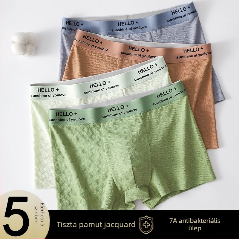 Férfi pamut boxeralsó grafén antibakteriális, plusz méret, lélegző, középmagas derekú