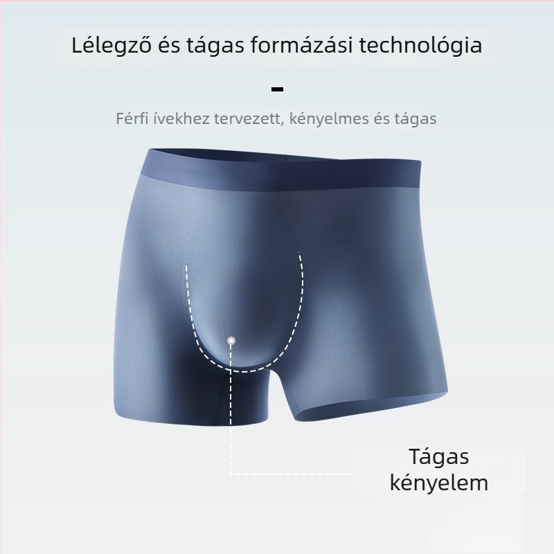 Plusz méretű férfi Ice Silk boxer briefs, 7A antibakteriális lágyéki rész, űrkapszula dizájn
