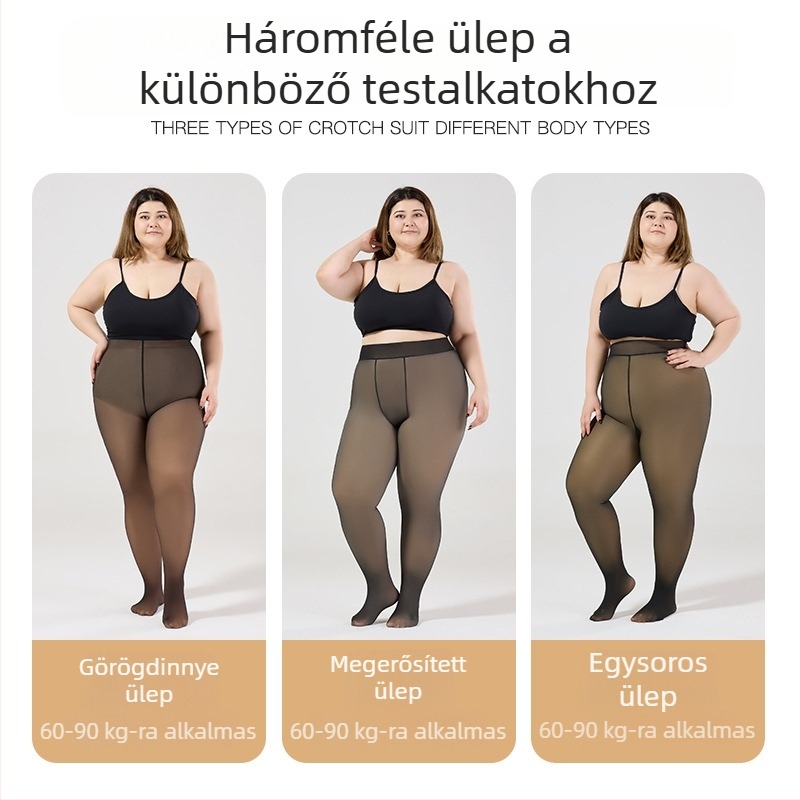Plusz méretű nylon áttetsző harisnyanadrág bőr színű árnyalattal, integrált harisnyanadrág tavaszra és őszre