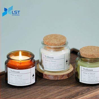Üveges gyertya pohár, permetezett színű gyertya üveg, parafa záró, barna illatos gyertya, 200 ml vagy 100 ml