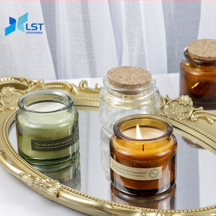 Üveges gyertya pohár, permetezett színű gyertya üveg, parafa záró, barna illatos gyertya, 200 ml vagy 100 ml