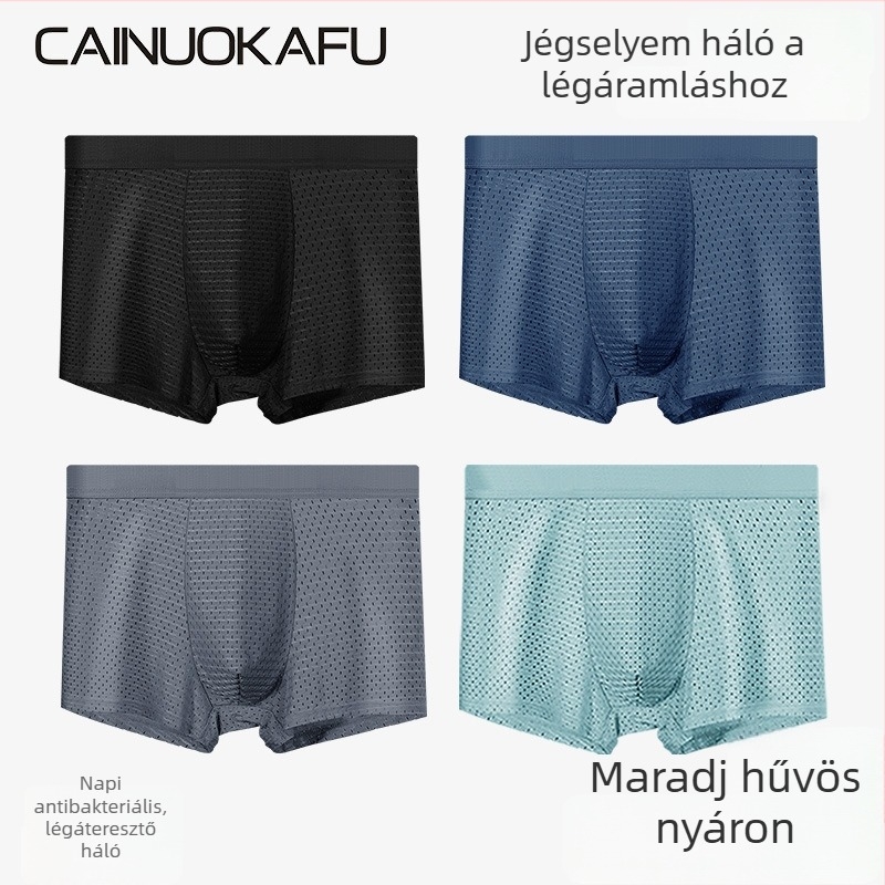 Férfiak számára varrat nélküli boxer briefs, lélegző ice silk anyagból, középmagasságú derékkal, egyszínű Canokov