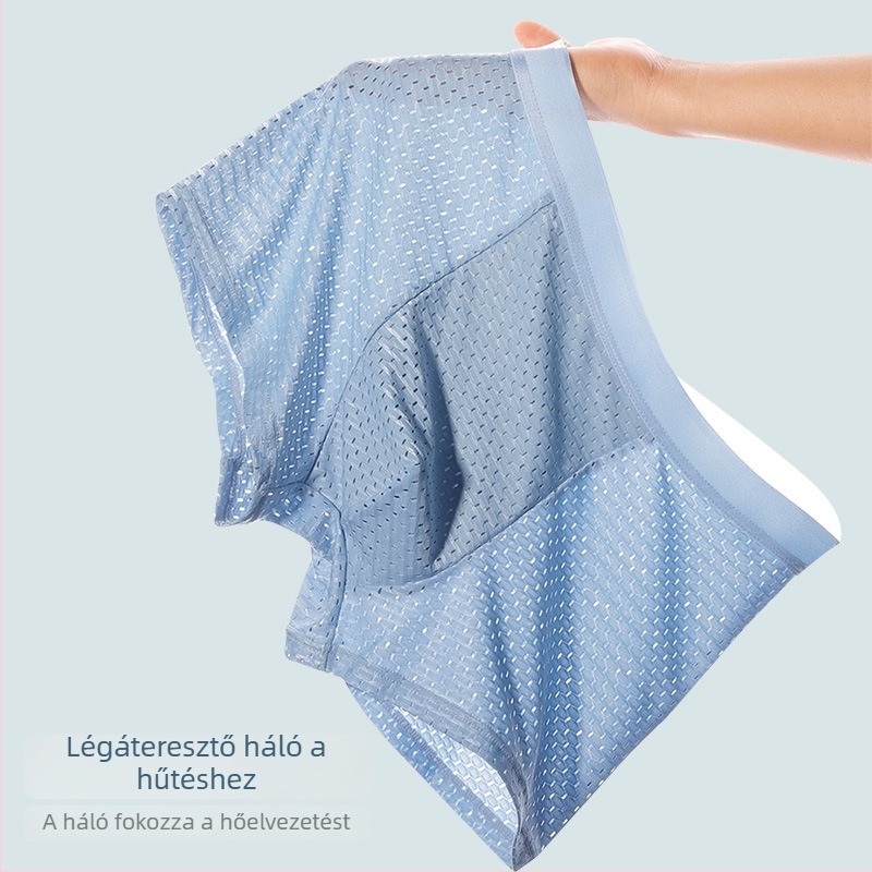 Férfiak számára varrat nélküli boxer briefs, lélegző ice silk anyagból, középmagasságú derékkal, egyszínű Canokov