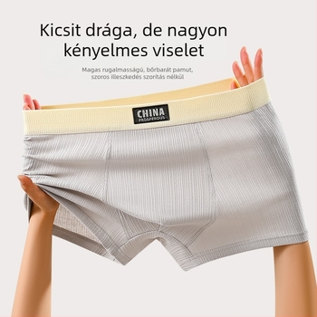 Férfi pamut alsónemű, légáteresztő, antibakteriális, laza fazon, középmagasságú boxer, 90–95% pamut