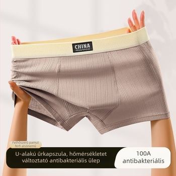 Férfi pamut alsónemű, légáteresztő, antibakteriális, laza fazon, középmagasságú boxer, 90–95% pamut