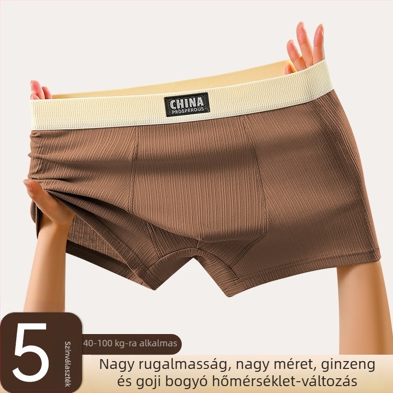 Férfi pamut alsónemű, légáteresztő, antibakteriális, laza fazon, középmagasságú boxer, 90–95% pamut