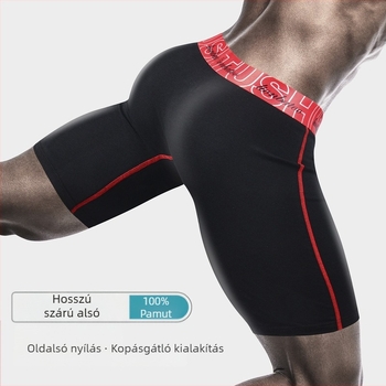Férfi hosszú lábú boxer brief, 100% pamut, hosszított fazon, légáteresztő sportalsó