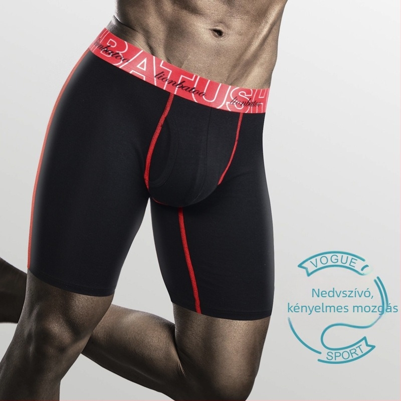 Férfi hosszú lábú boxer brief, 100% pamut, hosszított fazon, légáteresztő sportalsó