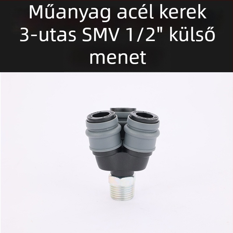 Műanyag‑acél önzáró gyorscsatlakozók pneumatikai rendszerekhez, kör Tee és kör kétutas csatlakozók légrábot pisztolyokhoz, tömlőkhöz, pumpákhoz és kompresszorokhoz