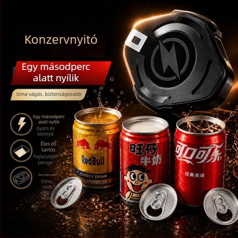 AMOER automata, multifunkciós konzerv- és üvegnyitó, kompakt ABS-kialakítású, hordozható, ideális italokhoz, gyümölcsökhöz és húsokhoz