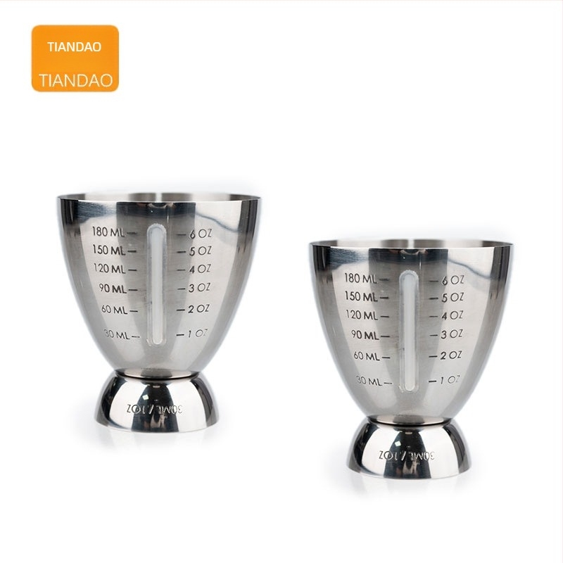 304 rozsdamentes acél mérőedény tojás alakú, bárhoz használható, mérőskálával, 180 ml