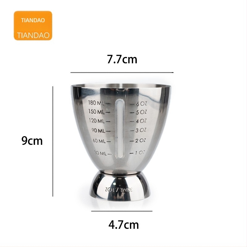 304 rozsdamentes acél mérőedény tojás alakú, bárhoz használható, mérőskálával, 180 ml