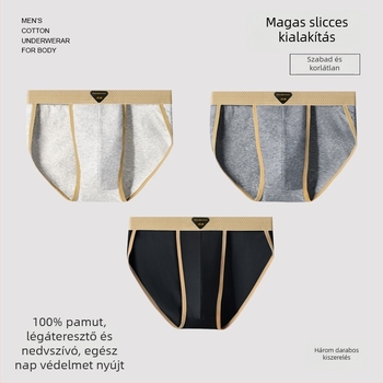 Férfi pamut antibakteriális, lélegző, középmagas derékú alsónadrág, magas kivágással, sportos