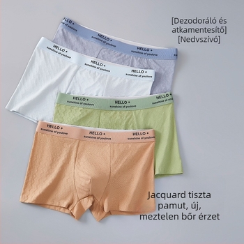 Férfi 100% pamut boxeralsó, lélegző jacquard szövés, antibakteriális, középmagas derekú, nagy méret