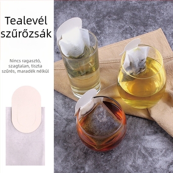 Egyszer használatos teafilter zacskó akasztófüllel, gyógynövény teához, minimalist dizájn, logónyomtatás