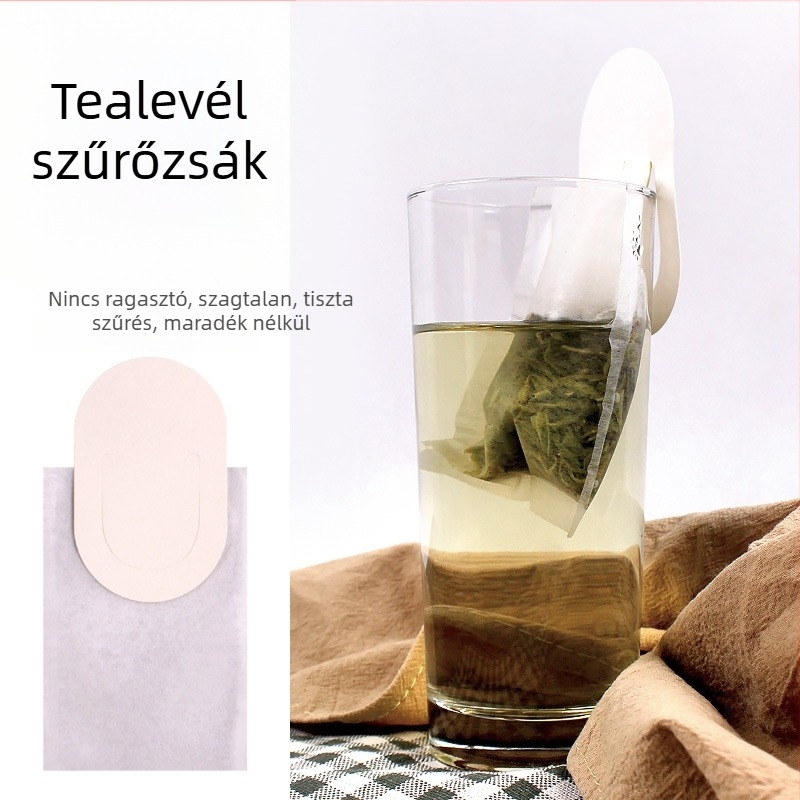 Egyszer használatos teafilter zacskó akasztófüllel, gyógynövény teához, minimalist dizájn, logónyomtatás