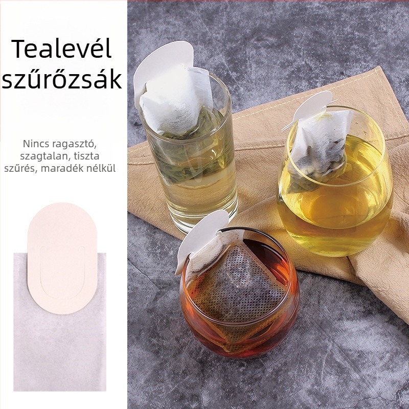 Egyszer használatos teafilter zacskó akasztófüllel, gyógynövény teához, minimalist dizájn, logónyomtatás