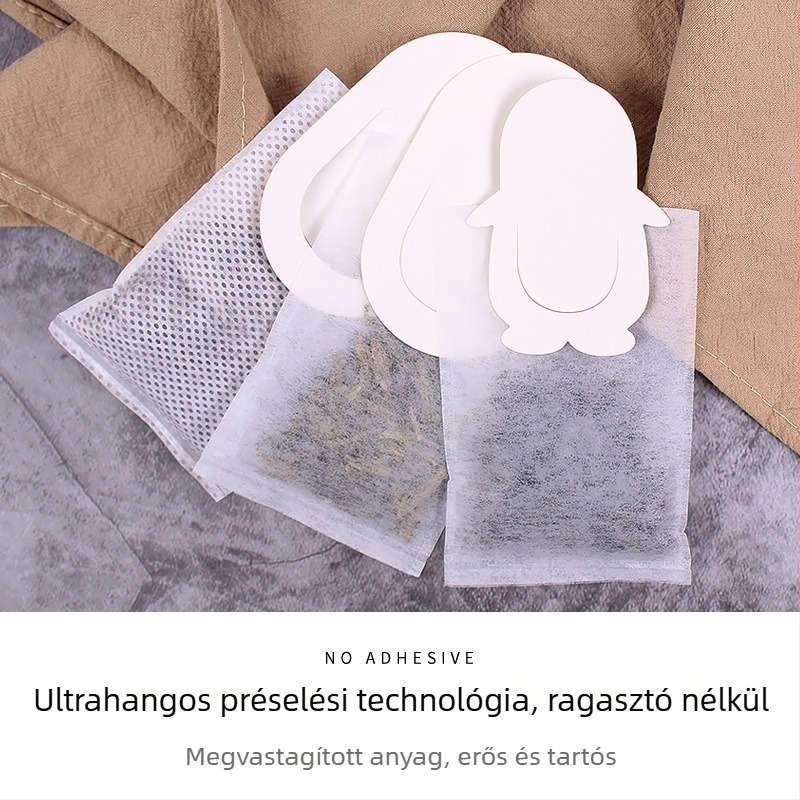 Egyszer használatos teafilter zacskó akasztófüllel, gyógynövény teához, minimalist dizájn, logónyomtatás