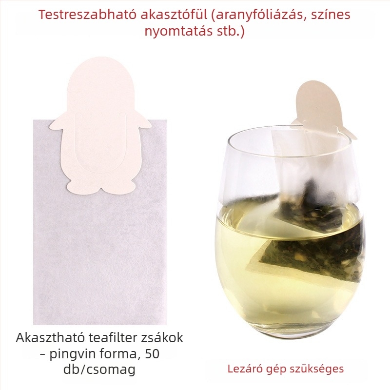 Egyszer használatos teafilter zacskó akasztófüllel, gyógynövény teához, minimalist dizájn, logónyomtatás