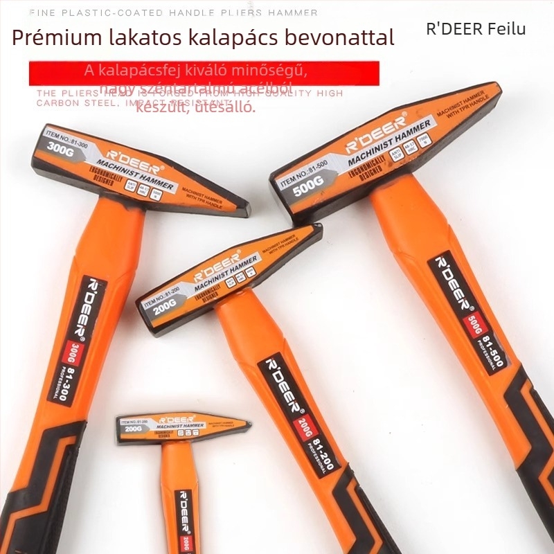Szerelőkalapács készlet: kacsaorrú fejű kalapács, lemezkalapács, lapos fejű kalapács, villanyszerelő kalapács, mini kalapács, kézkalapács