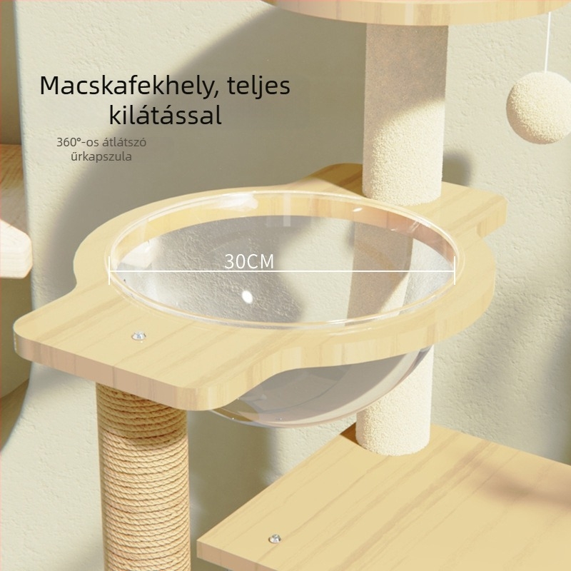 Minden évszakra szóló macska bútor készlet: macskaház, integrált mászókeret, macskavilla, ugróplatform, űrkapszula