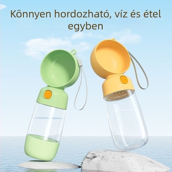 Állatbarát utazó vízpalack kutyáknak, beépített víz- és élelemrendszerrel, hordozható mindent egyben tál