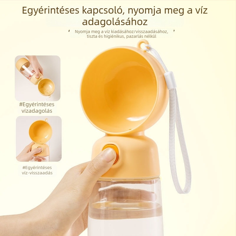 Állatbarát utazó vízpalack kutyáknak, beépített víz- és élelemrendszerrel, hordozható mindent egyben tál