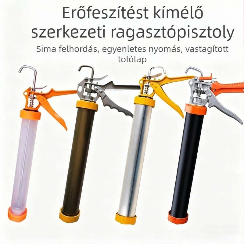 590 ml-es ragasztópisztoly szerkezeti ragasztókhoz, csepegésmentes, fém test