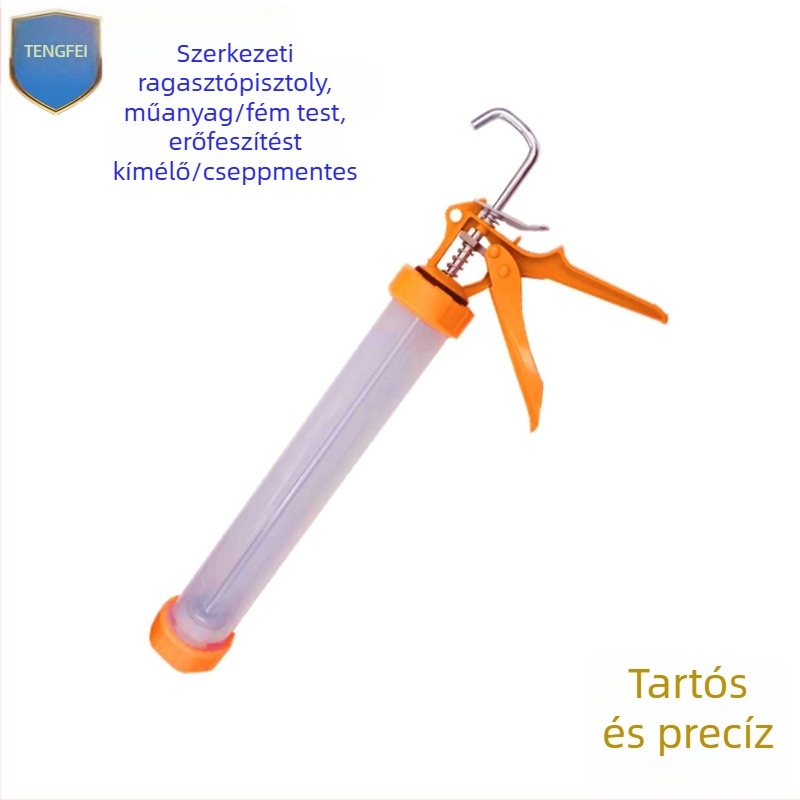 590 ml-es ragasztópisztoly szerkezeti ragasztókhoz, csepegésmentes, fém test