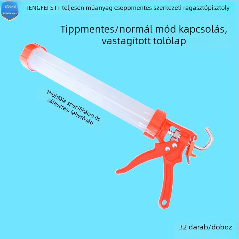 590 ml-es ragasztópisztoly szerkezeti ragasztókhoz, csepegésmentes, fém test
