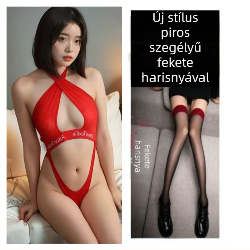 Lianxin nyakpántos, mély V-nyílású áttetsző bodysuit Ice Silk anyagból